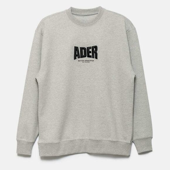 ADER Error OG Form Logo Embroidered Grey Crewneck Sweatshirt - Picture 1 of 6
